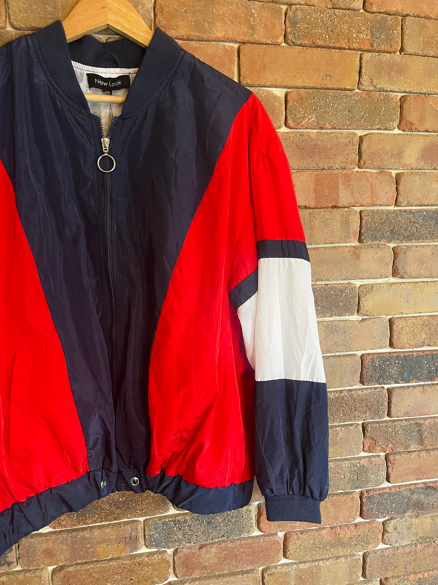 Red, White & Navy Blue Windbreaker Zip Up