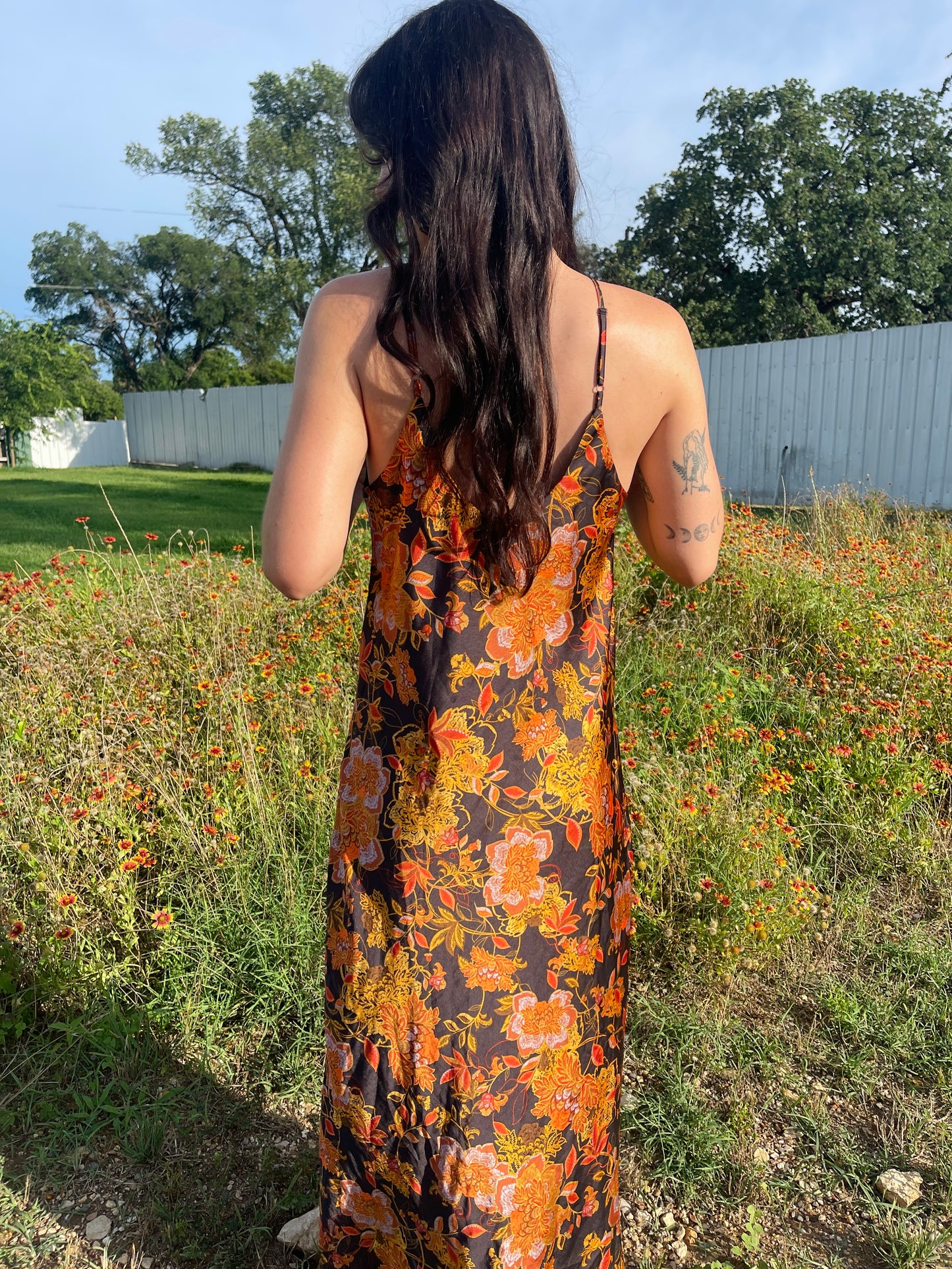 Vintage Black Bright Floral Dress