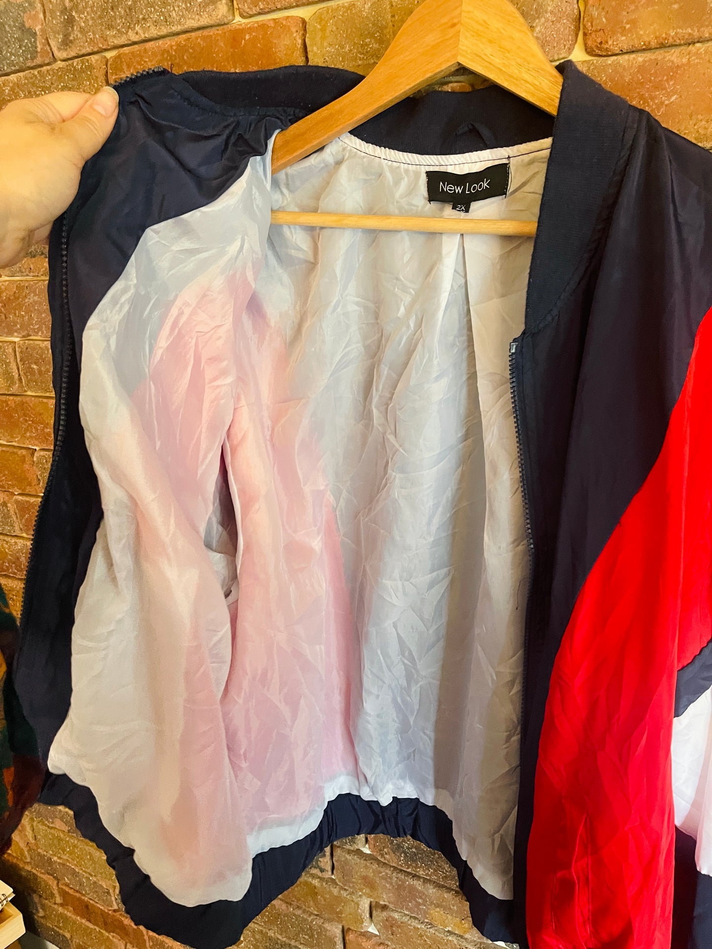 Red, White & Navy Blue Windbreaker Zip Up