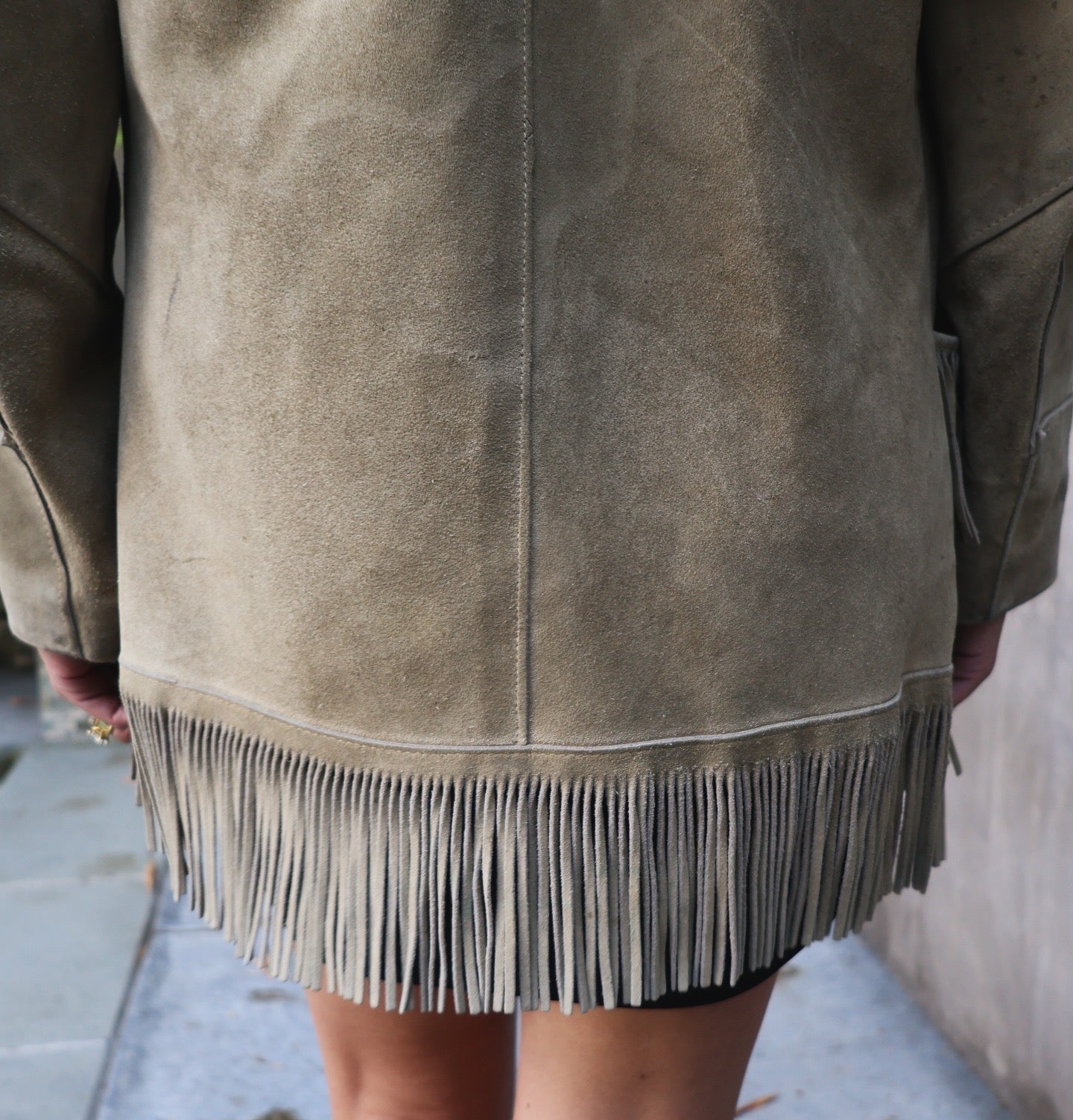 Vintage Tan Fringe Suede Leather Jacket