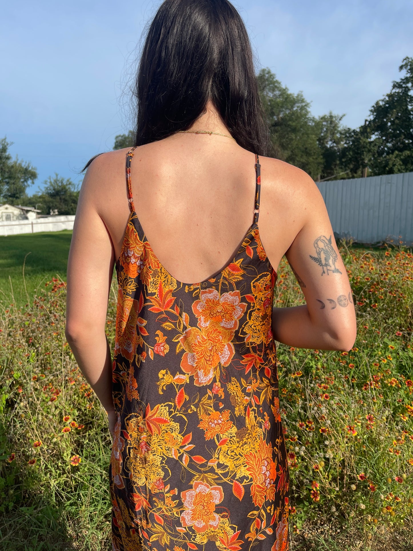 Vintage Black Bright Floral Dress