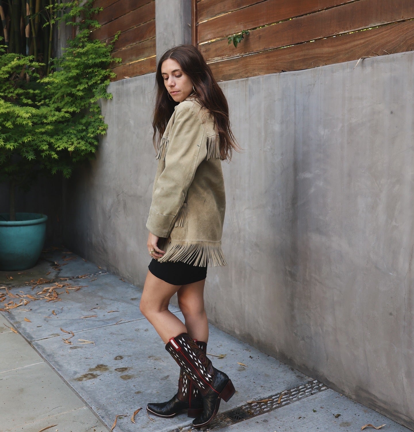 Vintage Tan Fringe Suede Leather Jacket