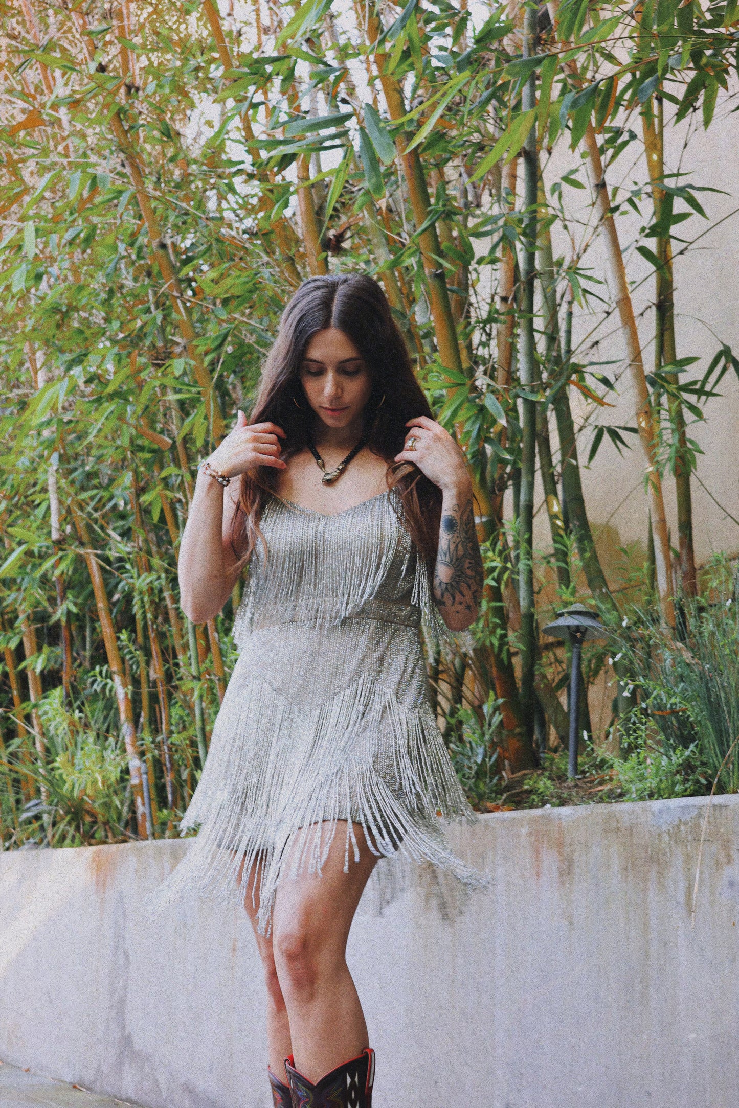 Vintage Silver Beaded Fringe Dress
