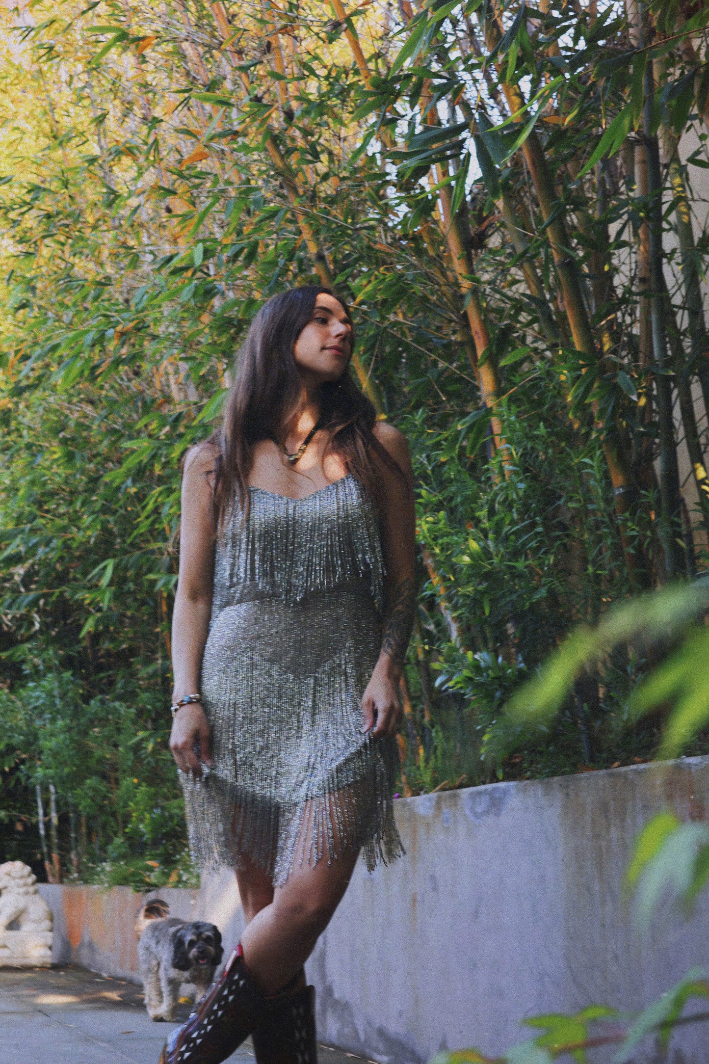 Vintage Silver Beaded Fringe Dress