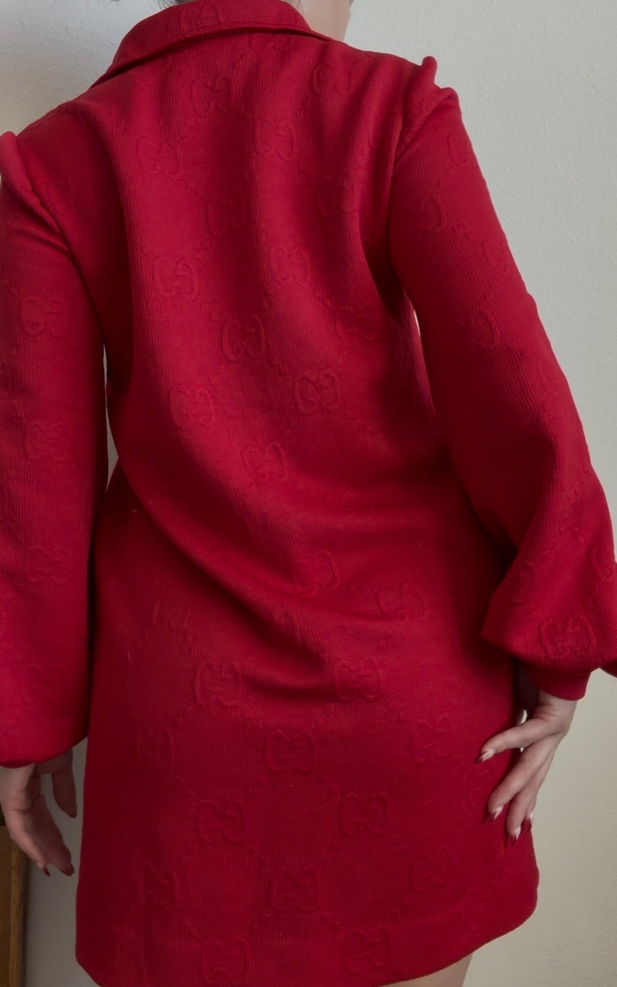 Gucci GG Red Monogram Jersey Mini Dress
