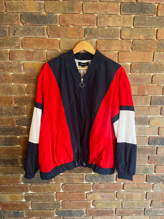 Red, White & Navy Blue Windbreaker Zip Up