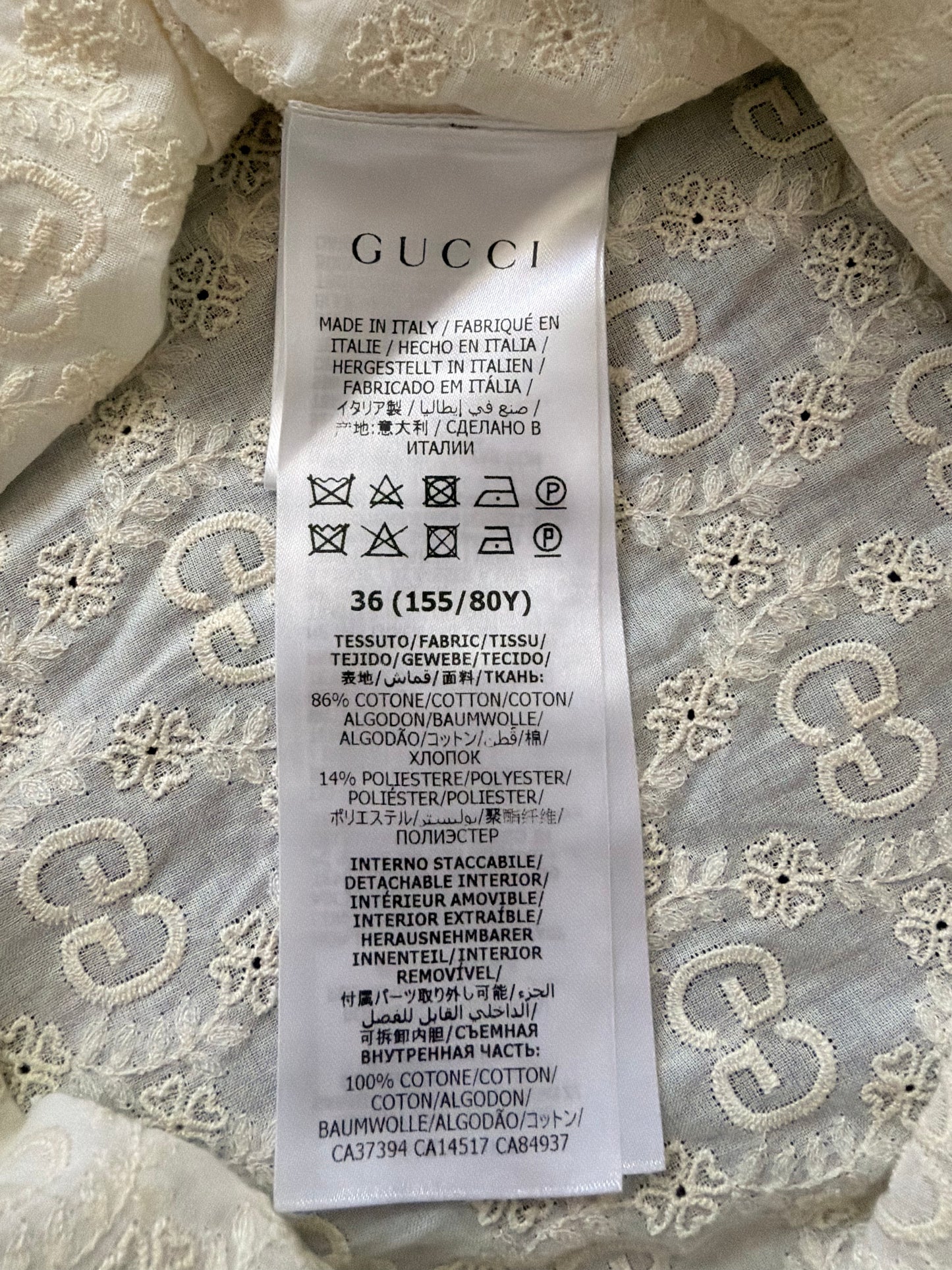 Vintage Gucci Embroidered Cotton Dress