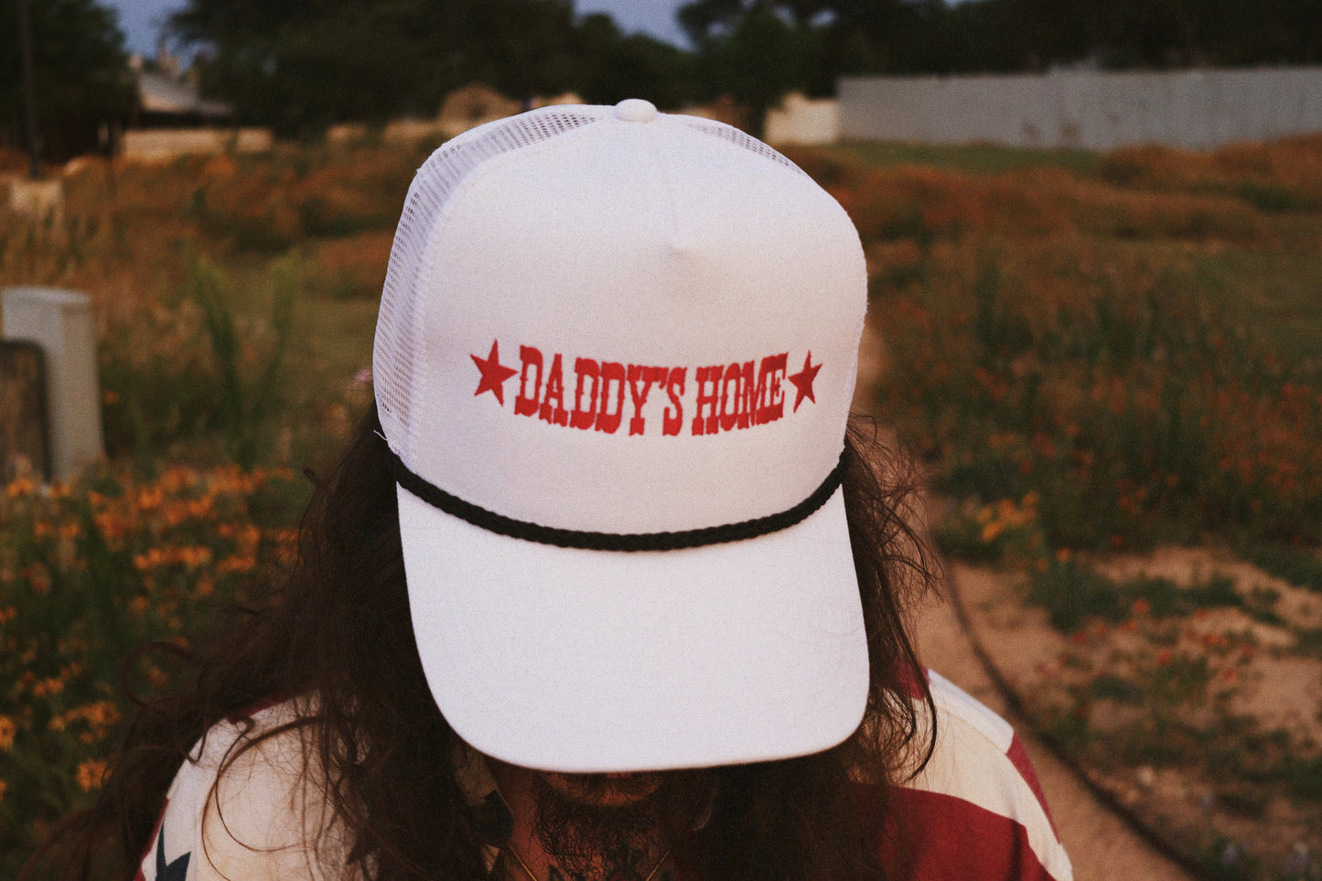 DADDY'S HOME Embroidered Star Logo WHITE TRUCKER