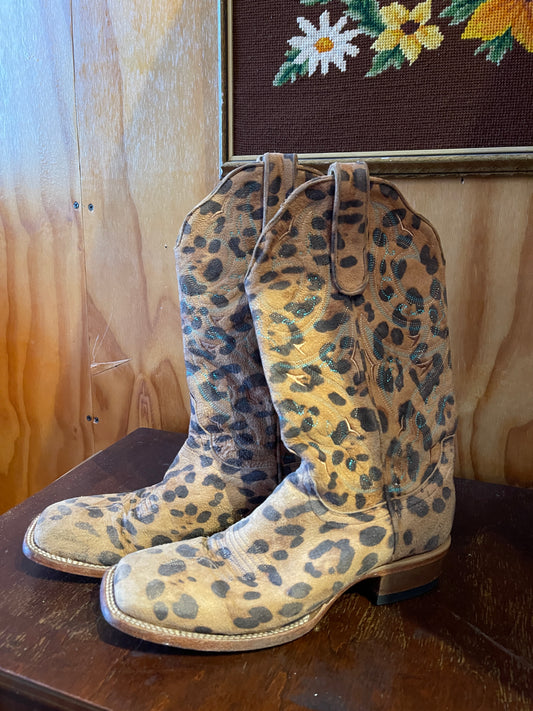 Vintage Cheetah Print Cowboy Boots