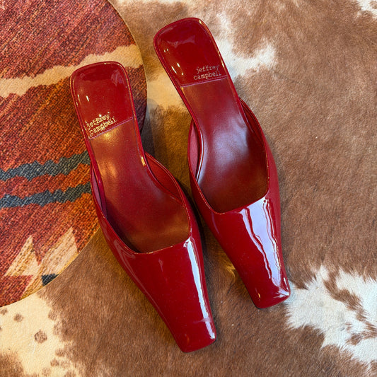 Red Esmerelda Square Toe Mule