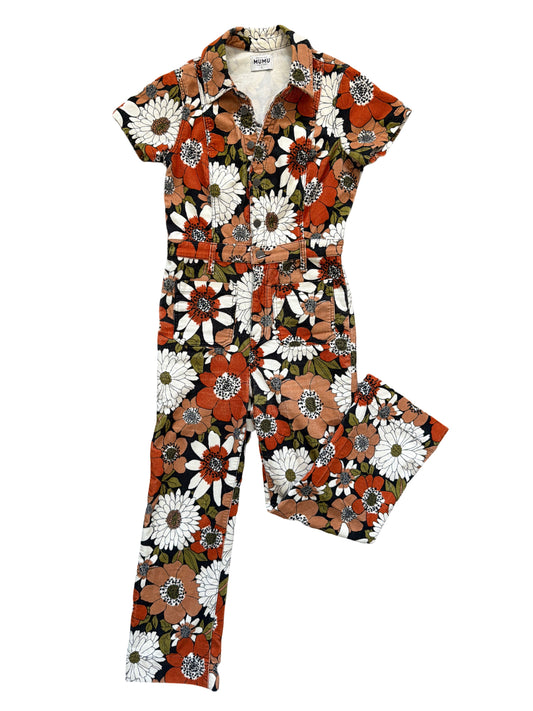 Cropped Everhart Jumpsuit in Hutton Floral Corduroy