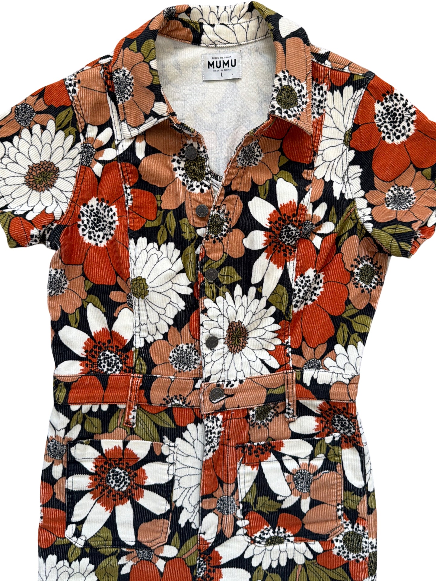 Cropped Everhart Jumpsuit in Hutton Floral Corduroy
