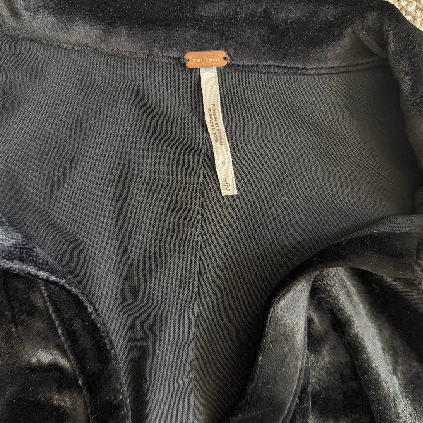 Free People Black Velvet Long Sleeve Dress