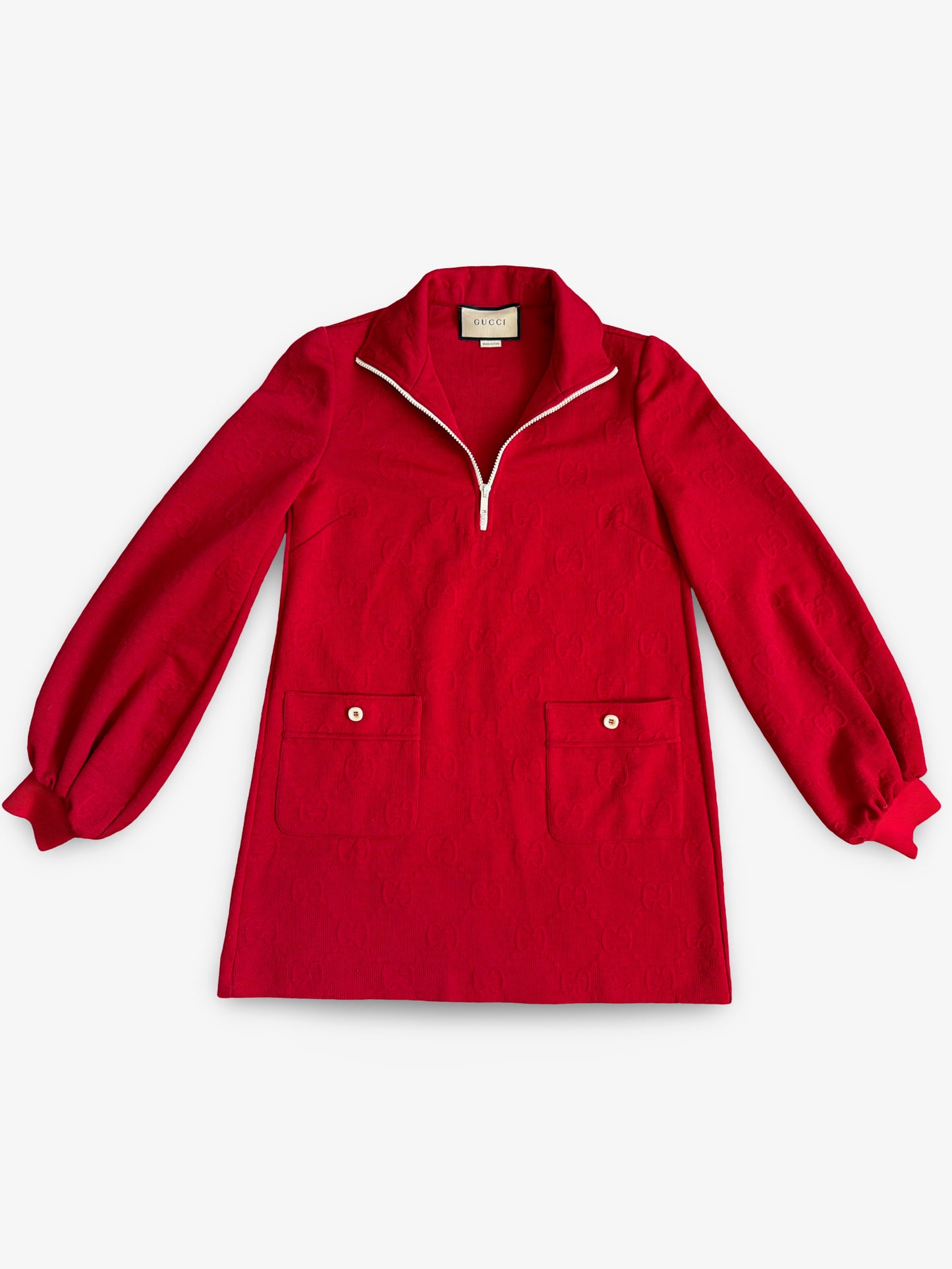 Gucci GG Red Monogram Jersey Mini Dress